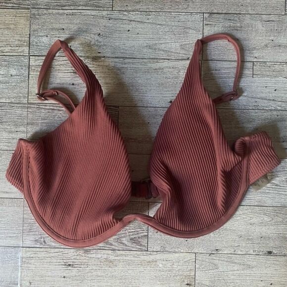 Garage, Dark Mauve/Blush, Plunging, V Neck, Wired Bikini Top - Picture 12 of 12